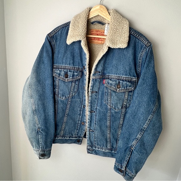 Levi's Denim Jean Jacket Men’s Small Trucker 70520-3790 Sherpa Lining Vintage - Picture 1 of 8